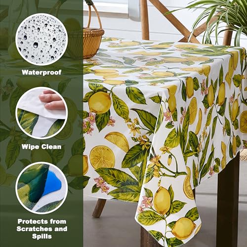 Newbridge Zesty Lemons Vinyl Tablecloth with Flannel Backing, 52 x 70 Inch Rectangle, French Country Lemon Vine Print, Easy Care Wipe Clean Indoor Outdoor Table Cover by Newbridge - Image 3