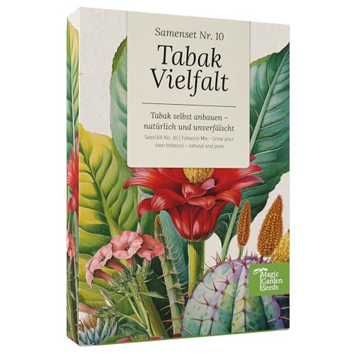 Magic Garden Seeds - Set di semi varietà di tabacco con 6 varietà: Virginia Gold, Samsoun, tabacco agricolo e altro ancora - per coltivare, mescolare e asciugare - senza additivi
