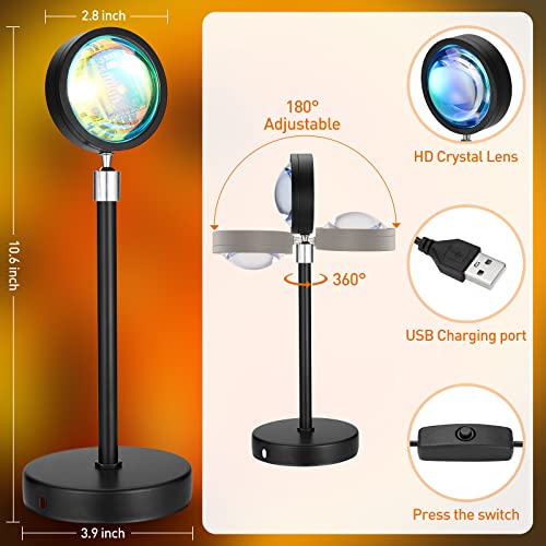Tlzgcnmd Sunset Lamp Projection With Remote & Phone App Control Rgb Multiple Colors Sunset Light Projector Color Changing Led Night Light For Bedroom/Living Room Decor, Party Usb Port #TOP5