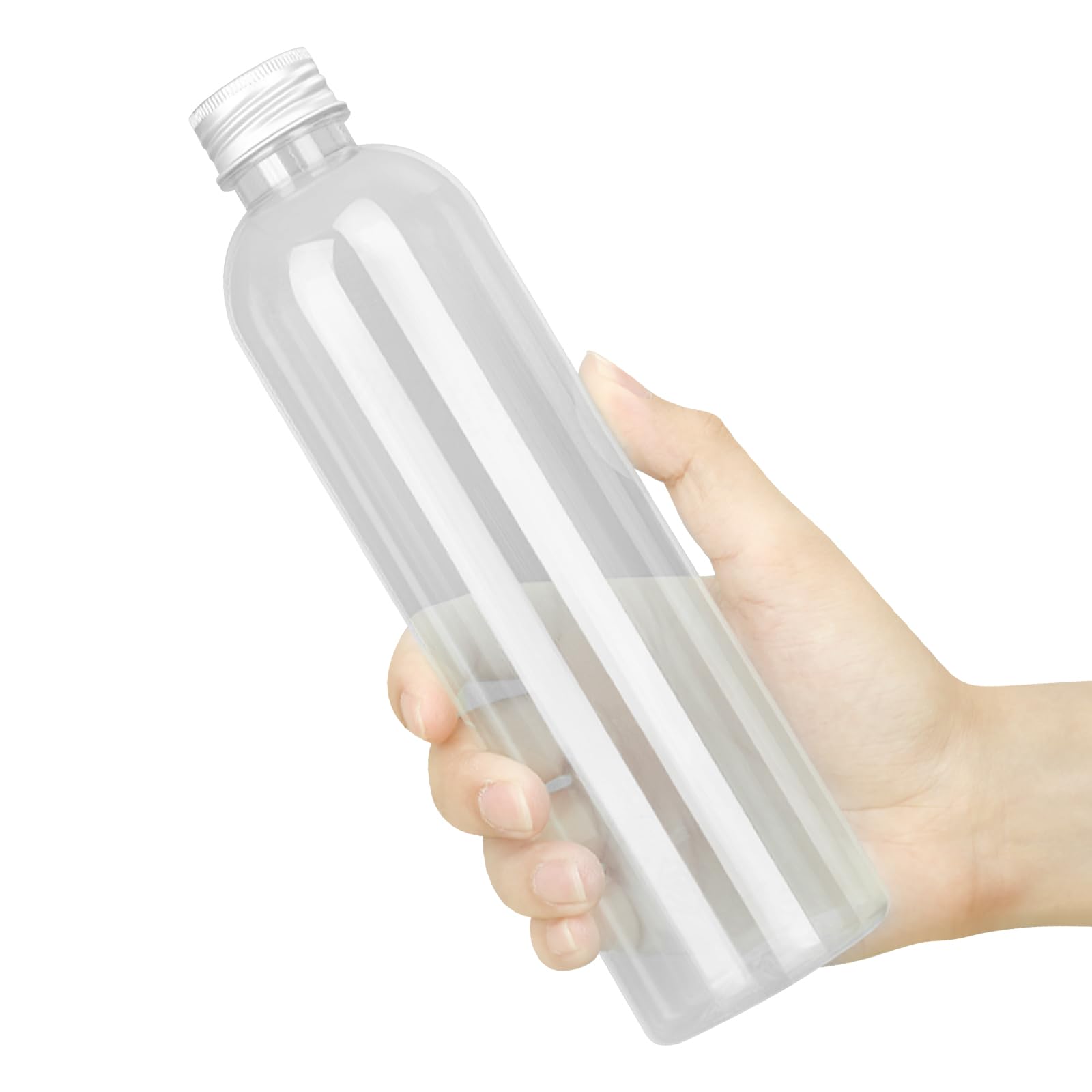 MOUYAT Lot de 18 bouteilles de jus de 500 ml en plastique résistant à la chaleur avec couvercles, bouteilles vides pour jus, lait, smoothie, boissons