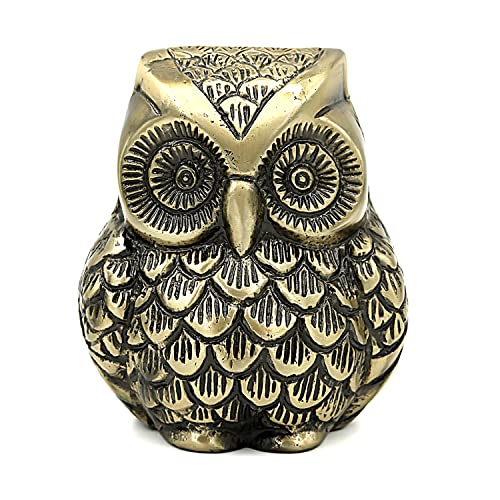 Image of ARTSMART Metal Handicraft Owl Showpiece for Home Decor Decorative Figurine Owl Statue Vastu Gift Item - Brass Finish