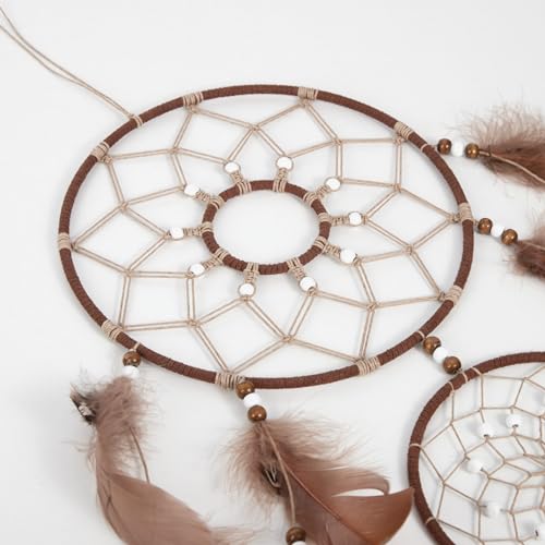 Nice Dream Large Dream Catchers, Native American Wall Hanging Decor with Beads for Adult Boys Bedroom Handmade Gift for Kids Friends Family (Brown) - Thumbnail 3