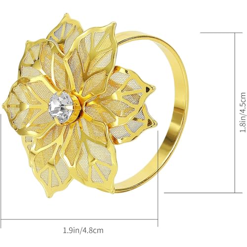 DAYSTAR 6 Pçs Anéis de Guardanapo Dourado Para Decoracao de Mesa (Flor)