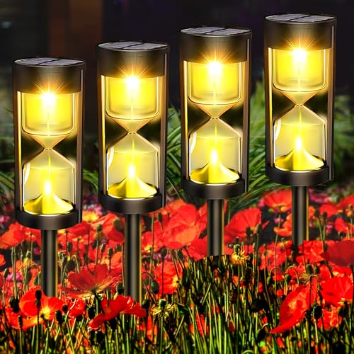 Lámparas solares para jardín exterior, 4 unidades, luces solares de jardín, batería de 800 mAh, IP65, resistente al agua, encendido y apagado automático, 3000 K, luz solar blanca cálida para jardín