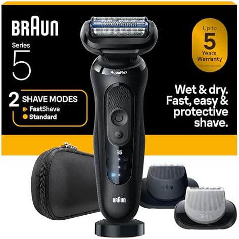 Series 3 310s Wet & Dry Electric Shaver for — side view showing full product dimensions