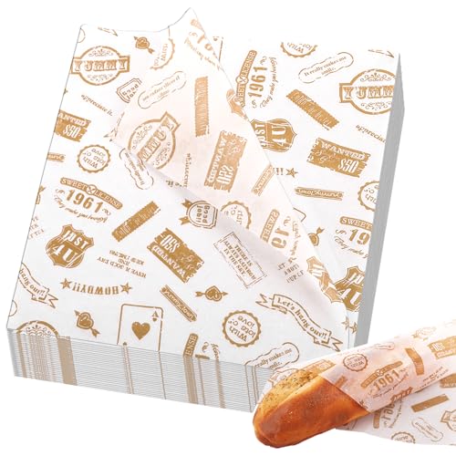 DAJAVE 500 hojas de papel a prueba de grasa, hojas de papel encerado para envolver alimentos, sándwich, hamburguesas, pescado y patatas fritas, hamburguesas y sándwich, 21 x 25 cm