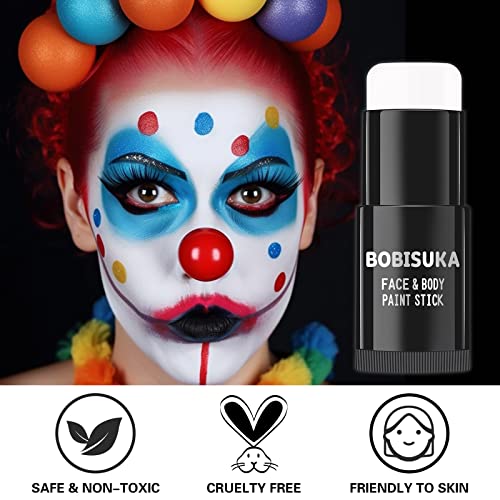 BOBISUKA-Face-Body-White-Paint-Stick-Clown-Makeup-Eye-Black-Sticks-for-Sports-White-Foundation-Face-Painting-Kit-for-Halloween-Skeleton-Vampire-Mime-Skull-Joker-Special-Effects-Cosplay-SFX-Costume