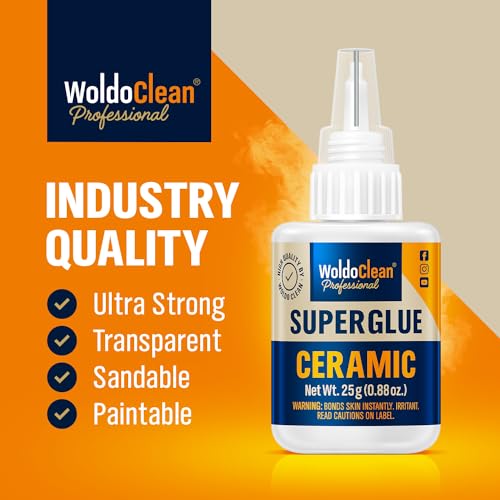 Image of WoldoClean Super Glue for Ceramics and Porcelain 25g - Waterproof, high Temperature Resistant and no Smell