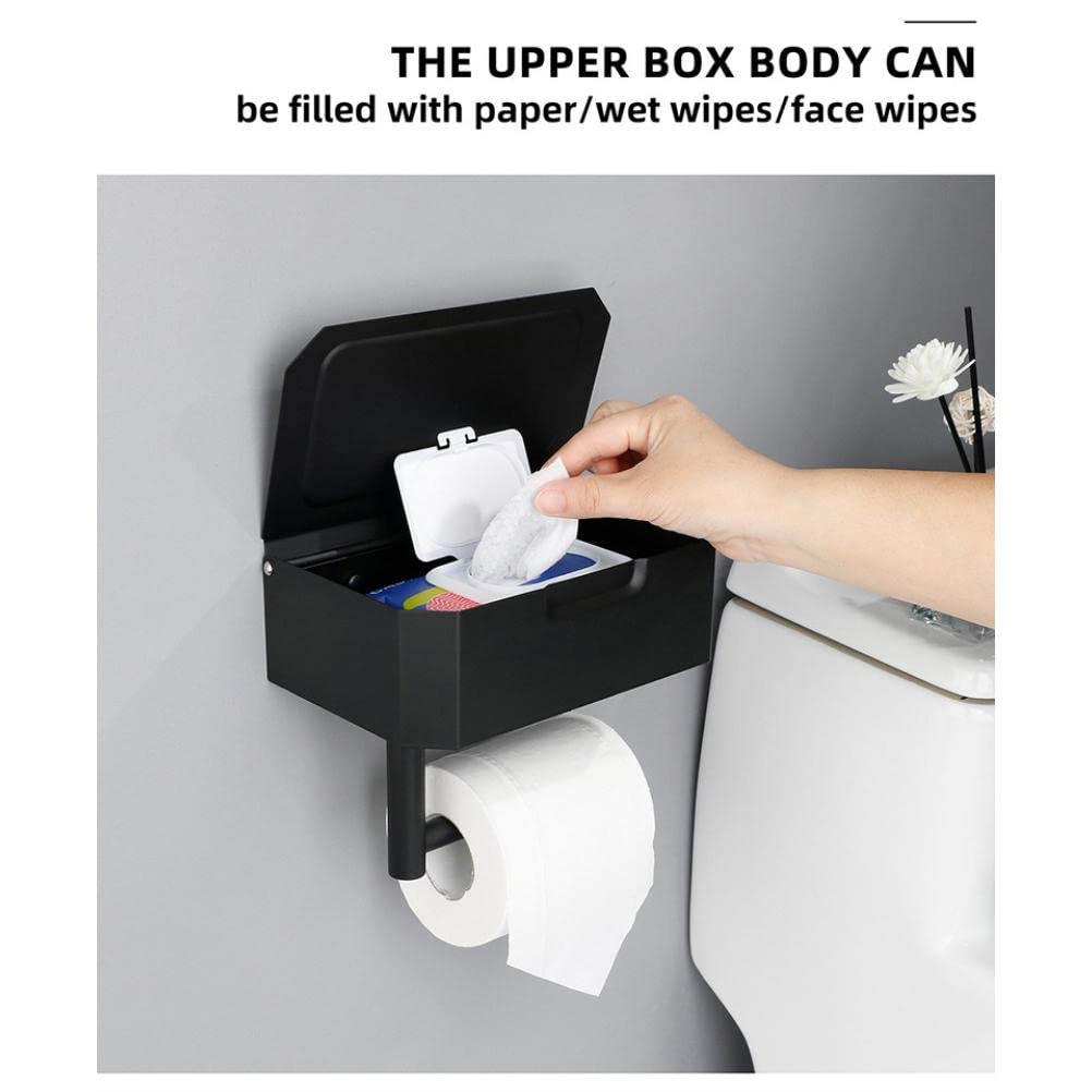 Estante para Papel Higiénico de Acero Inoxidable 304, Soporte para Papel Higiénico Montado en la Pared con Dispensador de Toallitas Húmedas, Brazo Largo de 5,31 Pulgadas, Tamaño