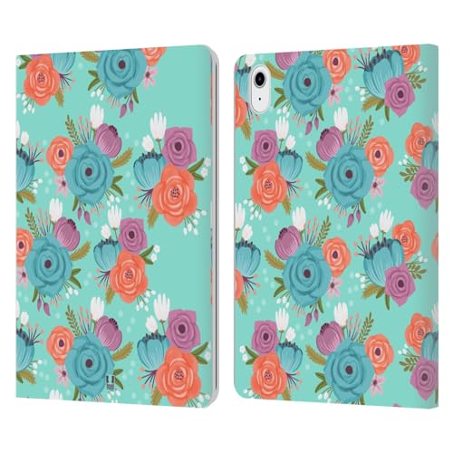 Carcasa de cuero tipo libro iPad Air 2022 protectora azul floral 1