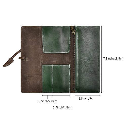 Image of ZLYC Handmade Leather Pencil Case Soft Roll Bag Stationery Gift,Green | multi slot pen storage design,school class daily use,office desk organizer,graduation holiday gift,foldable portable size