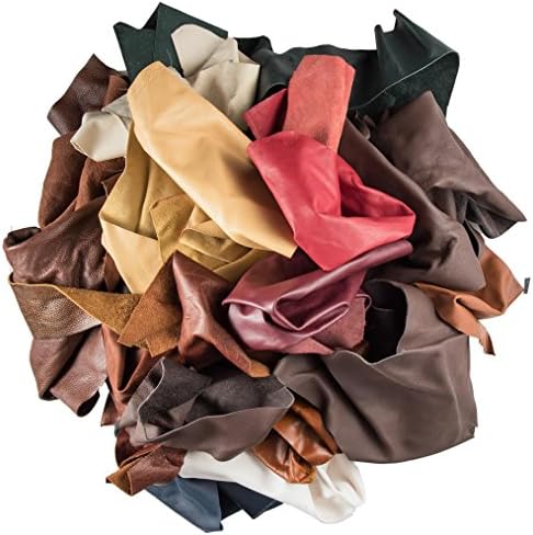 Leather Scraps Upholstery Leather (5 LB) & 1"Genuine Snakeskin" Pieces