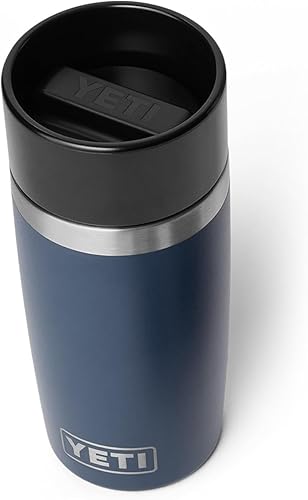 YETI Rambler - Botella de viaje de 12 oz, acero inoxidable, aislada al vacío con tapa impermeable para viajeros, azul marino