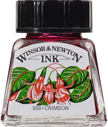 Winsor & Newton 1005542 Drawing Inks - tusz kreślarski dla kaligrafów, ilustratorów, grafików, artystów - wodoodporne kolory, przejrzystość, butelka 14ml - Purple