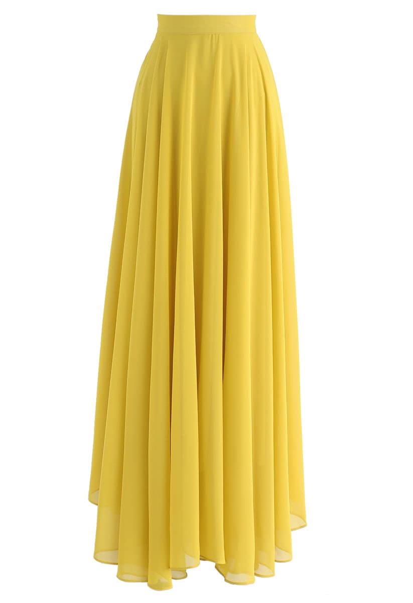 radhika 'n' dhaanya creation Georgette Flare Maxi Skirt Mustard-picture-14