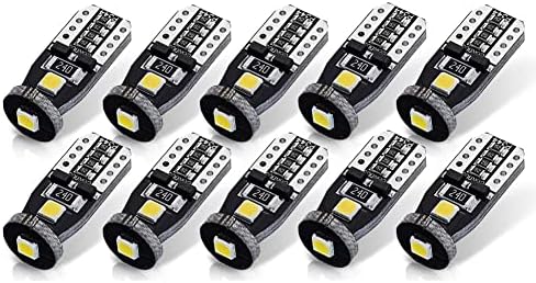 AUTOGINE 10pcs Error Free 194 168 175 2825 W5W T10 LED Bulbs Ultra Blue Super Bright 3030 Chipset for Interior Dome Map Door Courtesy Trunk License Plate Lights