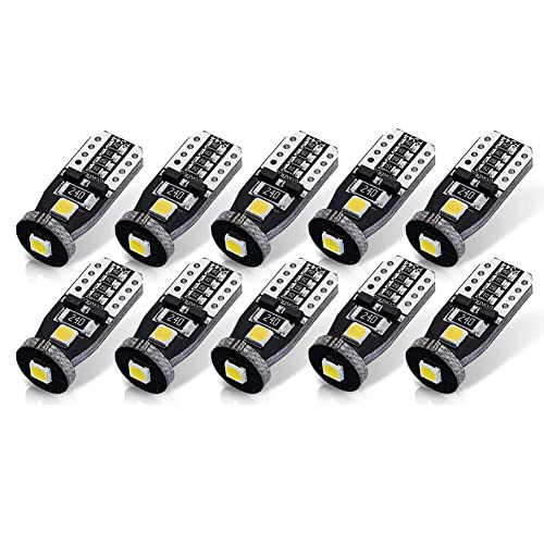 Autogine 10Pcs Error Free 194 168 175 2825 W5W T10 Led Bulbs Ultra Blue Super Bright 3030 Chipset For Interior Dome Map Door Courtesy Trunk License Plate Lights #TOP15