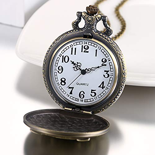 Image of JewelryWe Vintage Pocket Watch Cool Gear Steampunk Retro Pendant Necklace Watches for Men Women Halloween Costumes Daily and Office