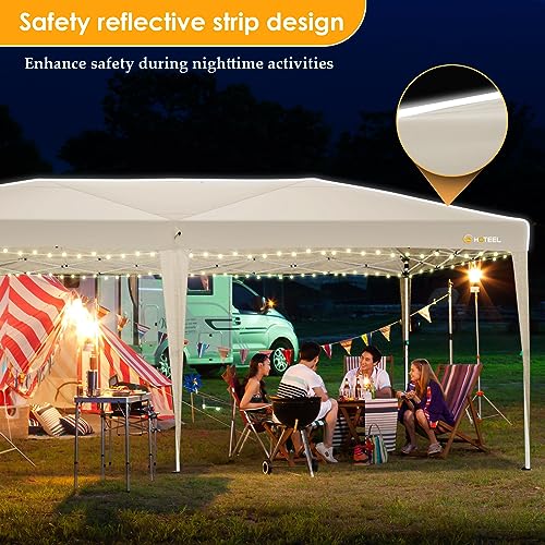 Image of HOTEEL 10x20 Pop up Canopy with Sidewalls, One Push Outdoor Tents for Parties Waterproof Canopy Tent with Center Lock,Reinforce Rod,Easy Setup Event Tent with Sandbag for Backyard,Camping,Market,Khaki