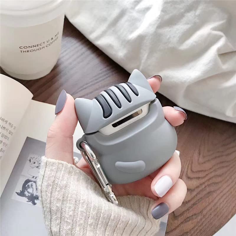 Image of Earphone Case for AirPods Pro /Pro 2, Cute Sitting Smiling Happy Lucky Cat Case Soft TPU Silicone Case, Lovely Yellow Grey Kitty AirPods Pro /AirPods Pro 2 Cover Protective Skin Protector -Yellow