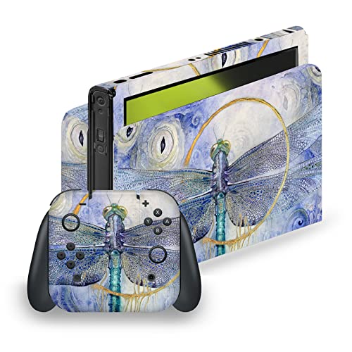 Skin Nintendo Switch OLED Stephanie Law Libellule autocollant de jeu vinyle