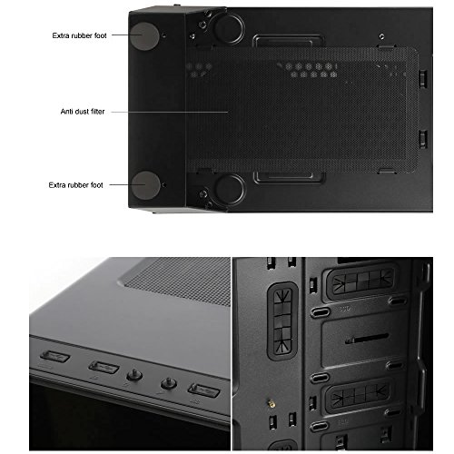 Sahara P35 - Caso di gioco per PC Mid Tower in vetro temperato con 4 x Turbo Pirate 12cm Veri ventilatori RGB, Nero