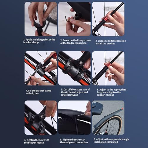 Guardabarros trasero para evitar salpicaduras de barro con luz trasera ajustable 7