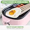 GreenLife 3-in-1 Breakfast Maker Station, Healthy Ceramic Nonstick Dual Griddles for Eggs Meat Sausage Bacon Pancakes and Breakfast Sandwiches, 2 Slice Toast Drawer, Easy-to-use Timer, Pink #1