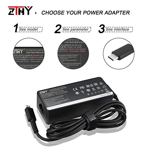 New 65W Usb-C Charger Travel Compatible With Lenovo Chromebook 100E 300E 500E C330 S330 Thinkpad T480 T580 E14 E15 L13 L14 L15 P14S P15S T14 T15 A485 T590 C930 C940 Ac Adapter Power Supply #TOP2