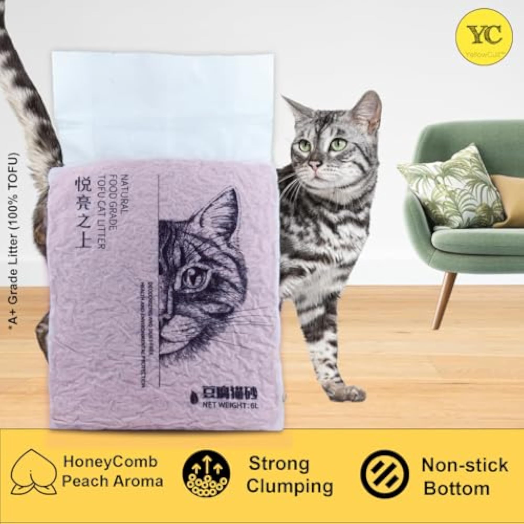 Natural Tofu Cat Litter, Clumping & Flushable, Ultra Absorbent