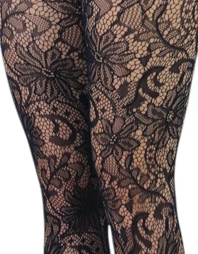Image of ToBeInStyle Women's Elegant Floral Lace Inspired Spandex Net Full Length Tights