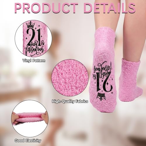 Bliceon 21st Birthday Gifts for Girls, Pink 21st Birthday Socks, Funny Fluffy Socks Gift for Women Her, Anniversary, Mother's Day, Friends Birthdays, Valentine's Day Gifts - Image 4