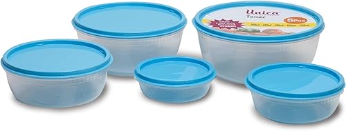 Unica Recipiente redondo para alimentos, cuencos para microondas sin BPA con tapas, recipiente resistente al aire para almacenar y servir, juego de
