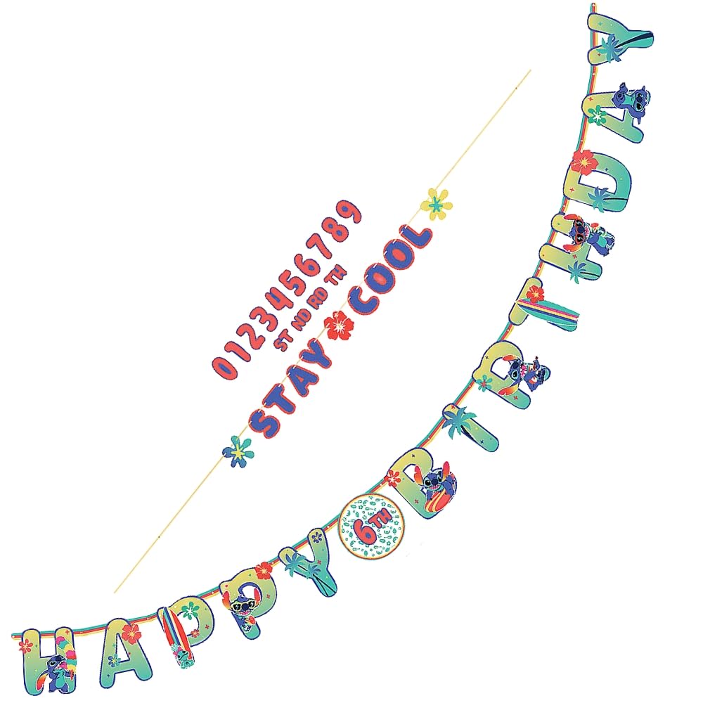Multicolor Disney Stitch Jumbo Letter Banner Kit - 126" (1 Set) - Ideal for Birthday & Themed Parties