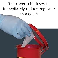 Vista 4 de Justrite Mini Bote de Basura para Desechos Aceitosos de Mostrador de Acero Galvanizado de 0.45 Galones, Lata de Seguridad de Metal para Trapos