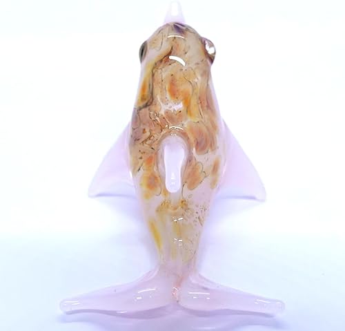Miniatura 3 de Figuras artísticas de cristal soplado a mano en miniatura de delfín, animales marinos, océano, regalo coleccionable, decoración del hogar (mármol