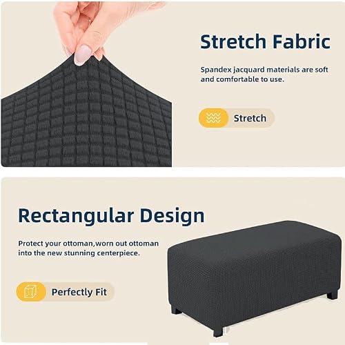 Miniatura 4 de Acdler Rectangular Funda Otomana Terciopelo Elastico Funda De Puff Sofa Funda Reposapies, Funda Para Taburete Protector De Puff Retirable Lavable, Para Sala Color : A7, Size : 101-127cm