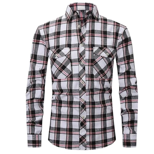 Chemise à carreaux homme en flanelle à manches longues pour le printemps et l'automne