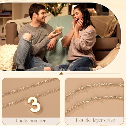 Collier avec chiffres dorés YZCIS à effet double chaîne empilable et moderne