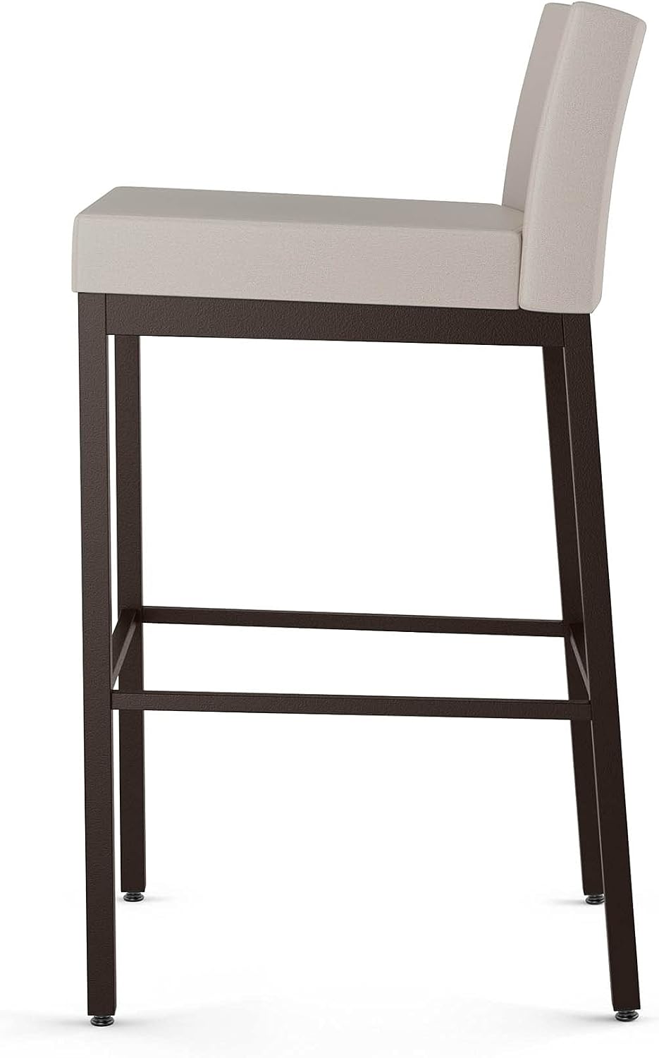 Amisco Fairfield 30 in. Bar Stool - Cream Faux Leather/Dark Brown Metal