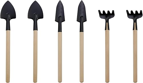 Chinflly Juego de herramientas de jardín de 6 piezas, juego de herramientas de jardín pequeñas, mini pala, rastrillo, juego de herramientas