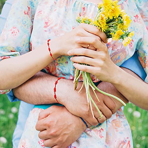 Epakh 50 Pieces Red String Bracelets 7 Knot Braided Bracelet Adjustable Cord Kabbalah Protection Handmade Friendship Amulet Good Luck Bracelet for Women Men3