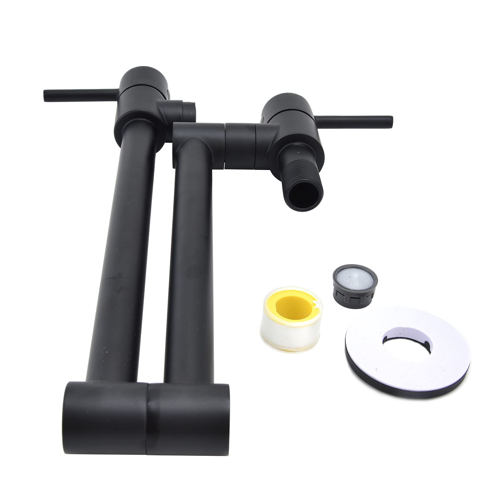Rubinetto per riempimento pentole Nero, Rubinetto per fornelli da cucina con montaggio a parete, Rubinetto per lavello commerciale in ottone, Braccio pieghevole oscillante, Foro singolo estensibile a