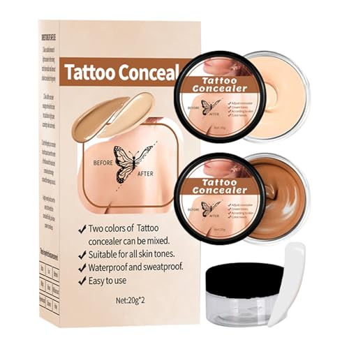 Mnozreo Corrector de Cicatrices Corporales,20G*2,Maquillaje de Cobertura Corporal Profesional,Corrector de Cicatrices Corporal Ligero,Maquillaje para Cubrir Tatuajes