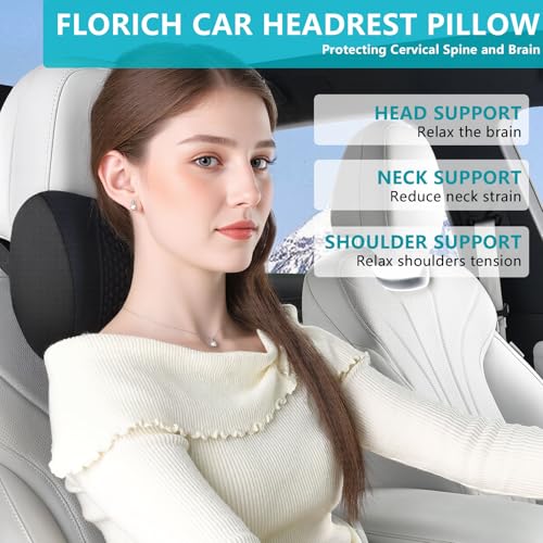 Image of FLORICH Lumbar Support with Car headrest Back Pillow for Chair Headrest Pillow with Gel Memory Foam Massage Point Memory Foam Back Pillow for Office Chair(Black)