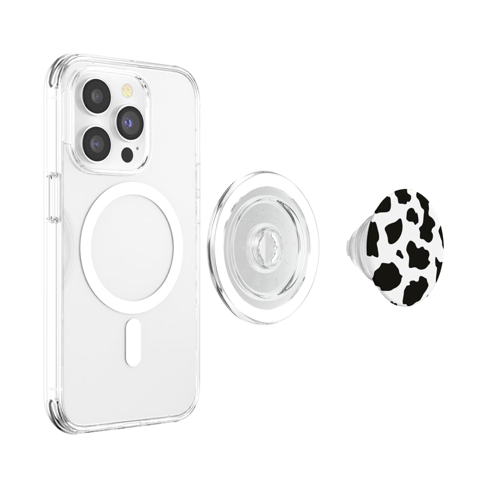 PopSocket PopGrip With Cow Print Design - Swappable Top, Grip & Stand For Phones, Compatible With Smooth Cases