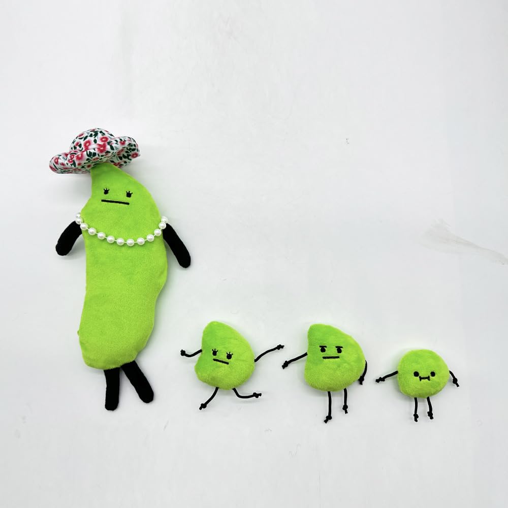 Secret Staycation Edamame Family – Almohada De Peluche De 12.2 Pulgadas Con Collar De Perlas