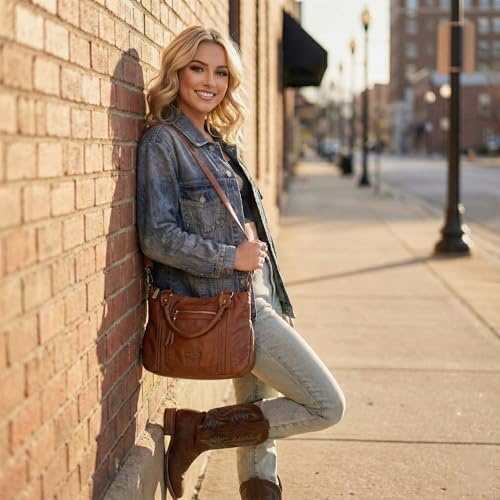 Image of Y2K Purses Hobo Bags for Women Roomy Washed Leather Handbags with Crossbody Strap