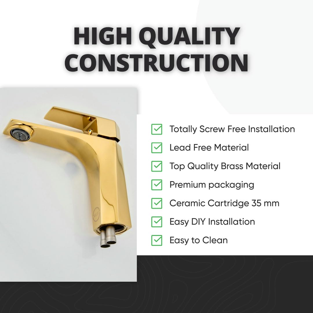 MILOT Single Lever Luxury Basin Tap, Titanium Gold - Image 4
