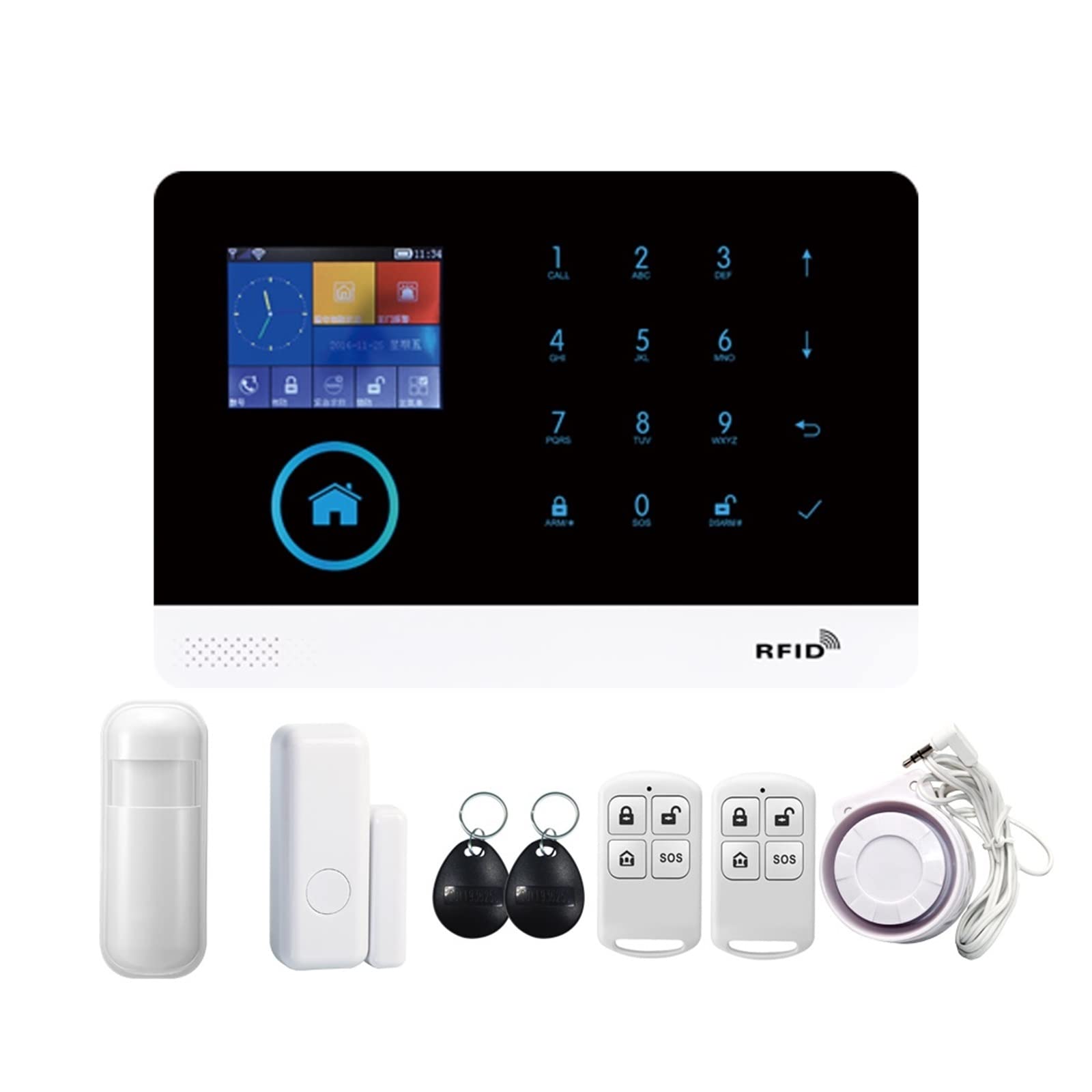 Kit Alarma Casa, PG-103 4G 3G GSM Sistema de alarma Tuya Smart Life Aplicación Control for la alarma de seguridad del hogar con Pir Sensor Puerta Sensor Smart Home Kit(Set A)